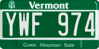 VT license plate YWF974