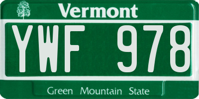VT license plate YWF978