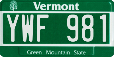 VT license plate YWF981