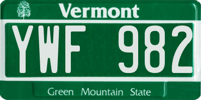VT license plate YWF982