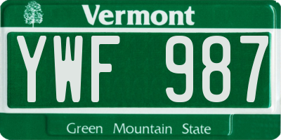 VT license plate YWF987