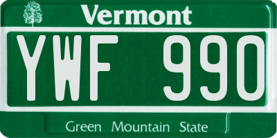 VT license plate YWF990