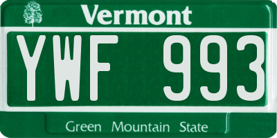 VT license plate YWF993