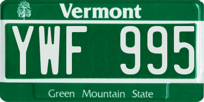 VT license plate YWF995