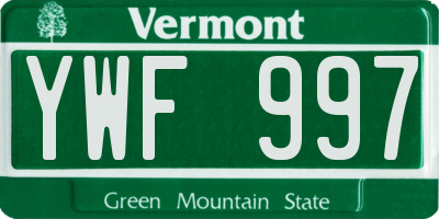 VT license plate YWF997