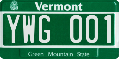 VT license plate YWG001