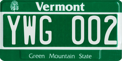 VT license plate YWG002