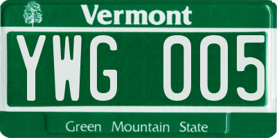 VT license plate YWG005