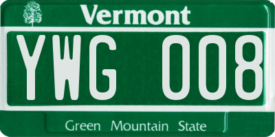 VT license plate YWG008