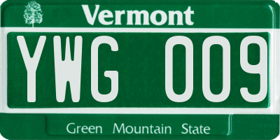 VT license plate YWG009