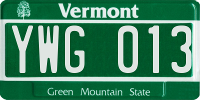 VT license plate YWG013