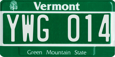 VT license plate YWG014