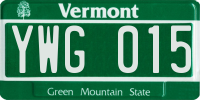 VT license plate YWG015