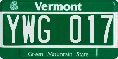 VT license plate YWG017