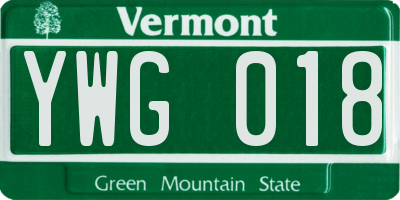 VT license plate YWG018