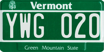VT license plate YWG020