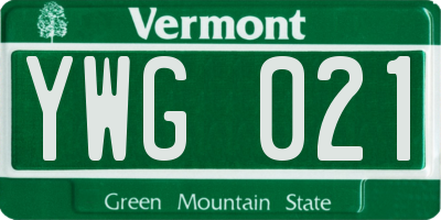 VT license plate YWG021