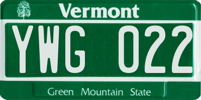 VT license plate YWG022