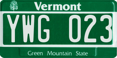 VT license plate YWG023