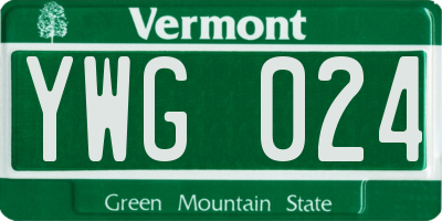 VT license plate YWG024