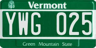 VT license plate YWG025