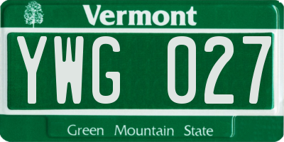 VT license plate YWG027