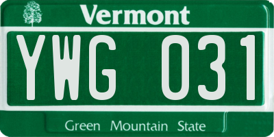 VT license plate YWG031