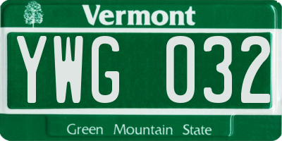 VT license plate YWG032