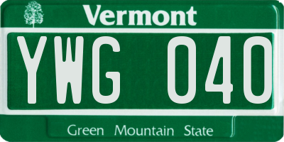 VT license plate YWG040
