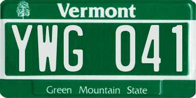 VT license plate YWG041