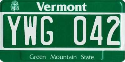 VT license plate YWG042