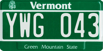 VT license plate YWG043