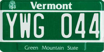 VT license plate YWG044