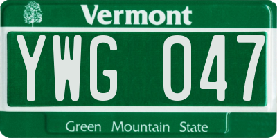 VT license plate YWG047