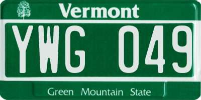 VT license plate YWG049