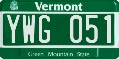 VT license plate YWG051