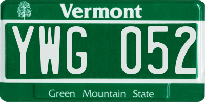 VT license plate YWG052