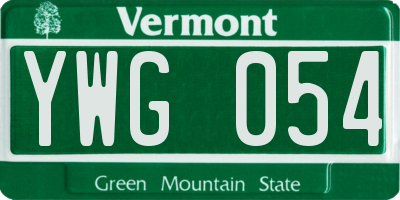 VT license plate YWG054