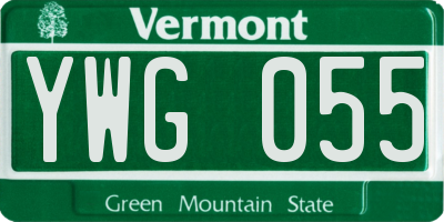 VT license plate YWG055