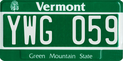 VT license plate YWG059