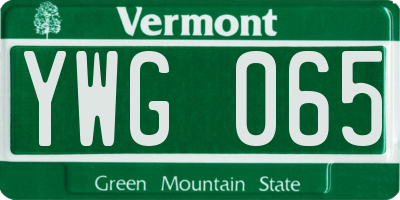 VT license plate YWG065