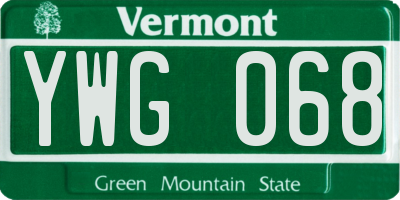 VT license plate YWG068