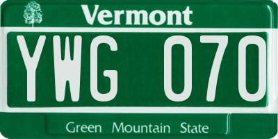 VT license plate YWG070