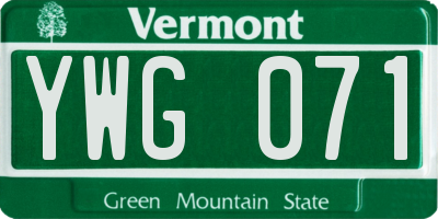 VT license plate YWG071