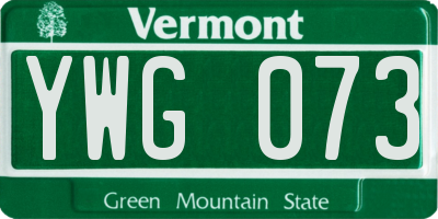 VT license plate YWG073