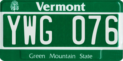 VT license plate YWG076