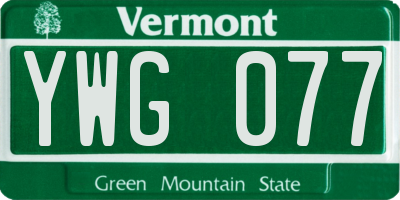 VT license plate YWG077