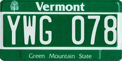 VT license plate YWG078