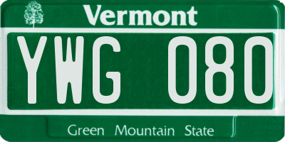 VT license plate YWG080