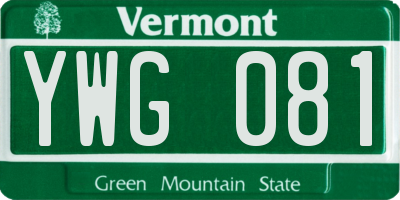VT license plate YWG081
